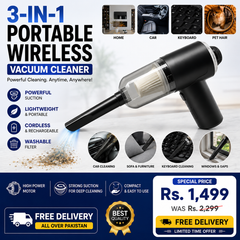 3-in-1 Portable Wireless Vacuum Cleaner | Mini Car, Home & Keyboard Dust Cleaner