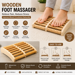 Wooden Foot Massager Roller for Pain Relief & Blood Circulation | Natural Wooden Foot Therapy Roller