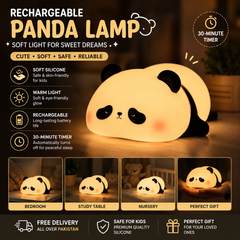 Rechargeable Panda Night Light – Soft Silicone LED Bedside Lamp with 30-Minute Timer | Cute Panda Lamp for Kids Bedroom & Nursery